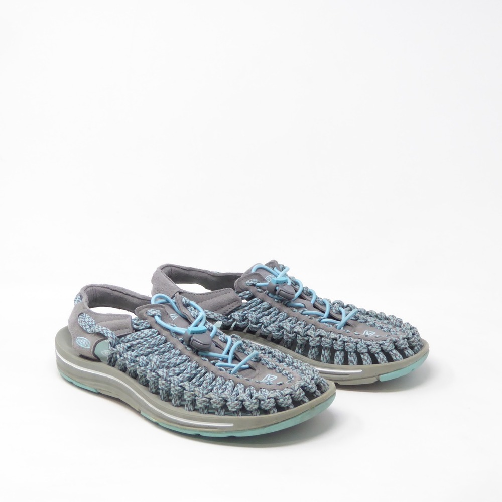 KEEN Womens Uneek Sandals Grey Blue Woven Cord 8.5